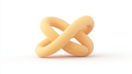 Poster - Bright Yellow Rubber Band Twisted into a Knot on a White Background for Creative Design Projects