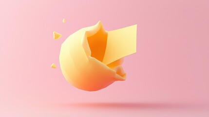 Poster - Bright Yellow Sticky Note Pad with Single Note Launched in Abstract Style on Pink Background