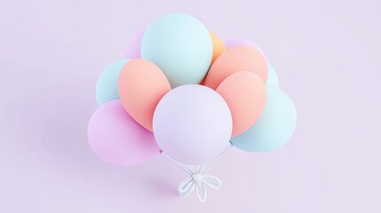 Aufkleber - Colorful Balloons Tied Together Against a Soft Background Ideal for Celebrations and Parties