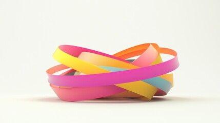 Poster - Bright Multicolored Streamers for Celebrations Isolated on Light Background