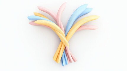 Poster - Multicolored Streamers Bundled Together for Festive Celebration Isolated on White Background