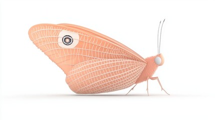 Poster - Close-up of Intricate Brown Butterfly with Detailed Wings on a White Background