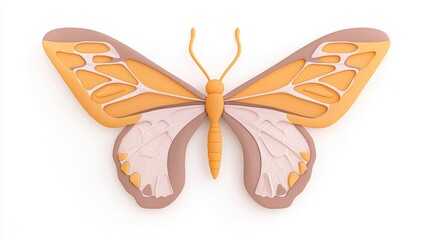 Poster - Close-Up of a Beautiful Brown Butterfly with Intricate Wing Patterns and Delicate Design Elements