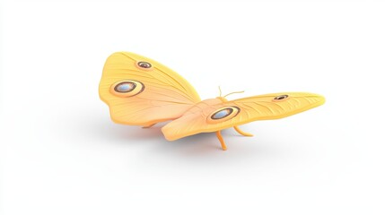 Poster - Close-Up of a Brown Butterfly with Intricate Wing Patterns and Details on a Clean White Background