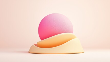 Poster - Vibrant Soft Sphere on Smooth Surface with Gentle Color Transitions in Minimalist Aesthetic