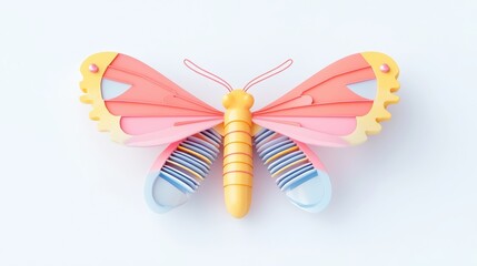 Poster - Colorful Intricate Butterfly Design with Detailed Wing Patterns on a Light Background