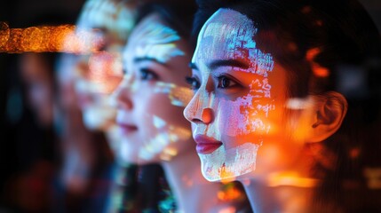 Poster - Two females with vibrant, luminescent designs on their faces