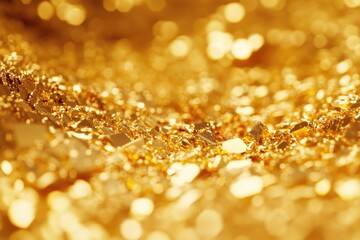 Poster - A close-up shot of a shiny gold glitter surface, suitable for creative projects and designs