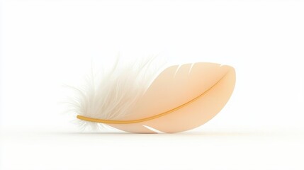 Poster - Delicate Fluffy White Feather Isolated on Bright White Background Perfect for Minimalist Artistic Concepts