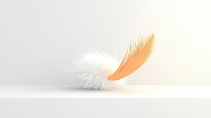 Poster - Fluffy White Feather Isolated on Soft White Background Perfect for Minimalistic Design and Creative Concepts