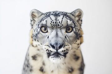 Poster - Close-up portrait of a snow leopard's face with distinctive markings