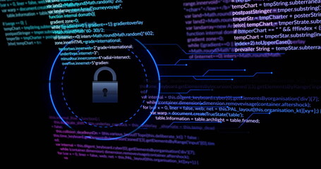 Poster - Image of data processing over digital padlock