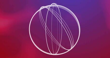 Poster - image of white circles over purple and red shapes