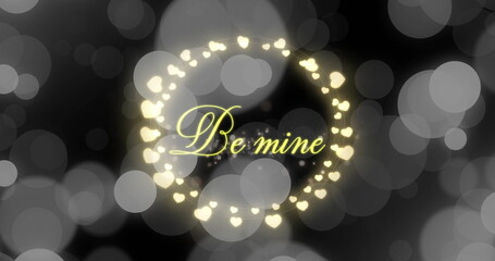Poster - Image of be mine text over hearts and spots