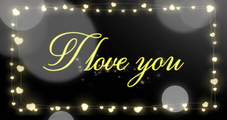 Poster - Image of i love you text over hearts and spots
