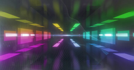 Poster - image of lines moving over digital tunnel