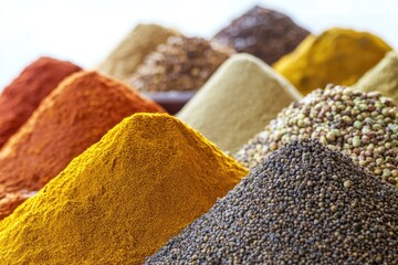 Poster - Close-up shot of various spices on a table