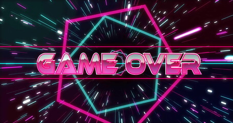 Poster - Image of game over text over neon shapes