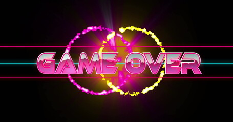 Poster - Image of game over text over neon shapes