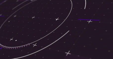 Poster - image of network of connections and scope scanning on black background