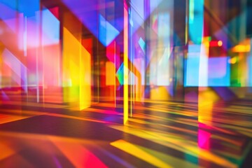 Poster - A blurred image of a vibrant room with a mix of colors and textures
