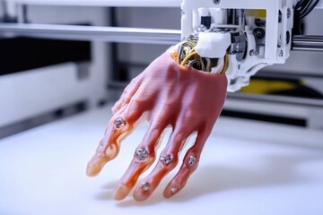 Poster - Close up shot of a robotic hand placed on a table