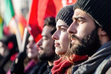Poster - A group of people standing side by side, possibly in a ceremony or celebration