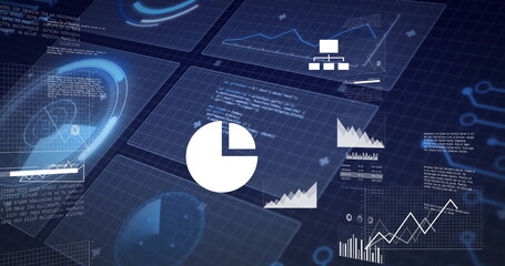Poster - Graphs and charts image over financial data and statistics background