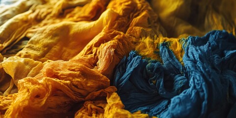 Poster - A close-up view of colorful dyed fabric, suitable for textile or fashion design inspiration