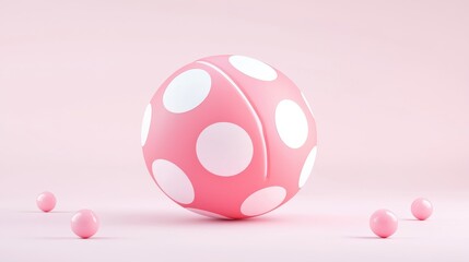 Poster - Realistic Pink Football with White Dots Isolated on Pink Background Featuring Textured Details and Smooth Surface