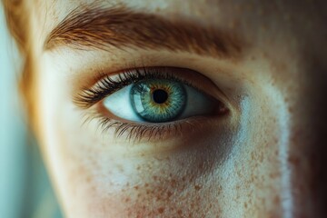 Poster - A detailed view of a person's eye featuring freckles