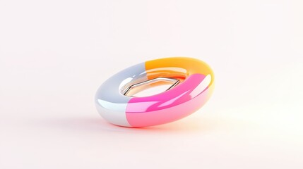 Poster - Shiny Silver Safety Pin in Open Position with Colorful Design on Light Background