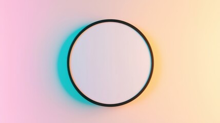 Poster - Simple Round Mirror with Black Frame Isolated on a Soft Gradient Background for Minimalistic Interior Design