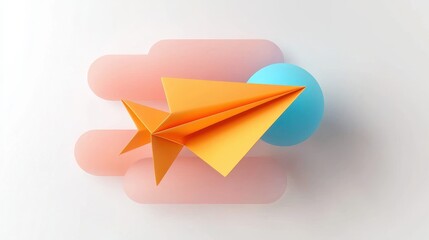 Poster - Perfectly Folded Paper Airplane with Colorful Elements and Smooth Background Isolated in Minimalistic Style