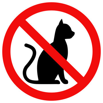 No cat sign. No cats allowed sign. Flat vector illustration simple design.
