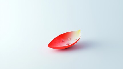 Poster - Single Red Rose Petal with Dew Drops Isolated on Light Background for Nature and Floral Themes