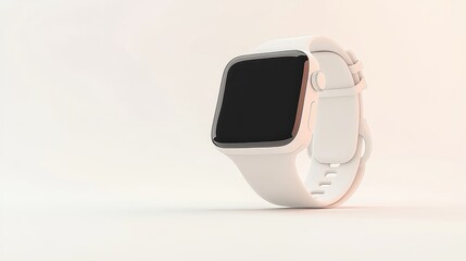 Poster - Sleek Silver Smartwatch with Blank Black Screen on a Minimalist Background