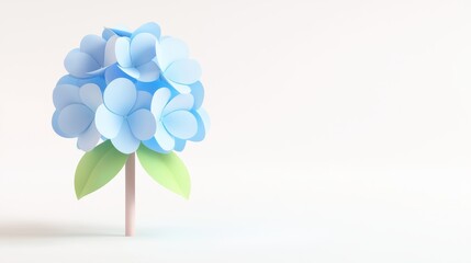 Poster - Soft Blue Hydrangea Flower with Multiple Blooms on a White Background