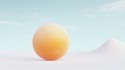 Poster - Soft Cotton Ball with Delicate Texture on Isolated Snowy Landscape Under Clear Blue Sky