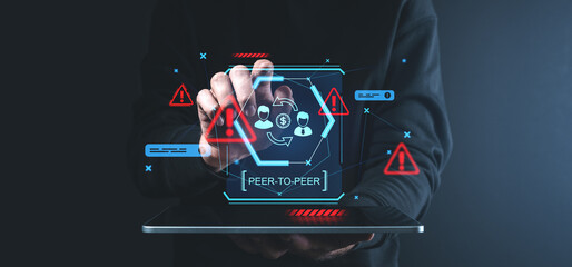 Poster - Cybersecurity risks in peer-to-peer payment systems hologram interface.