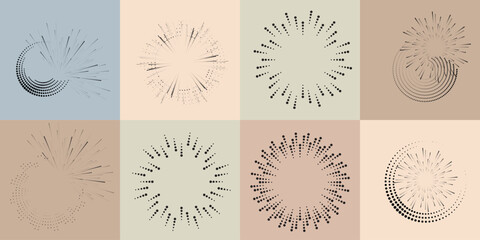 Poster - art composition with halftone dots .modern art design .neutral color stripes .transition dots. geome