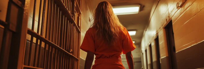 Wall Mural - dangerous prisoners, orange uniform, asylum, cinematic, dramatic lighting