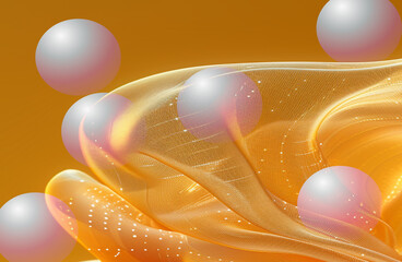 Poster - Abstract geometric background with circles and spheres. Minimalist design with clean lines and soft colors.
