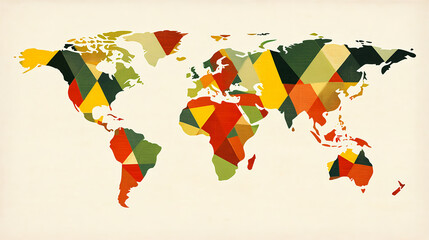 Poster - Exploring global diversity through geometric map design digital art contemporary environment abstract viewpoint