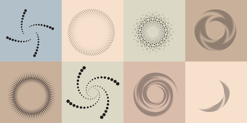 Poster - art composition with halftone dots .modern art design .neutral color stripes .transition dots. geome