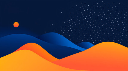 Poster - Vibrant abstract landscape animation digital art night sky colorful waves modern design visual aesthetics