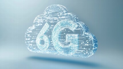 Poster - 6G Cloud Innovation: An ethereal cloud formation, shimmering with interconnected digital nodes, cradles the bold inscription 