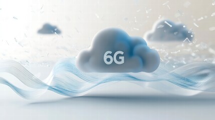 Poster - 6G Cloud Innovation: A futuristic depiction of cloud technology enhanced with 6G connectivity, illustrating advancements in data transfer and digital communication.