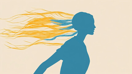 Poster - Dynamic movement of a silhouette digital art colorful background graphic design side view freedom concept