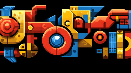 Poster - Vibrant abstract artwork displaying geometric shapes digital art gallery contemporary colorful modern design